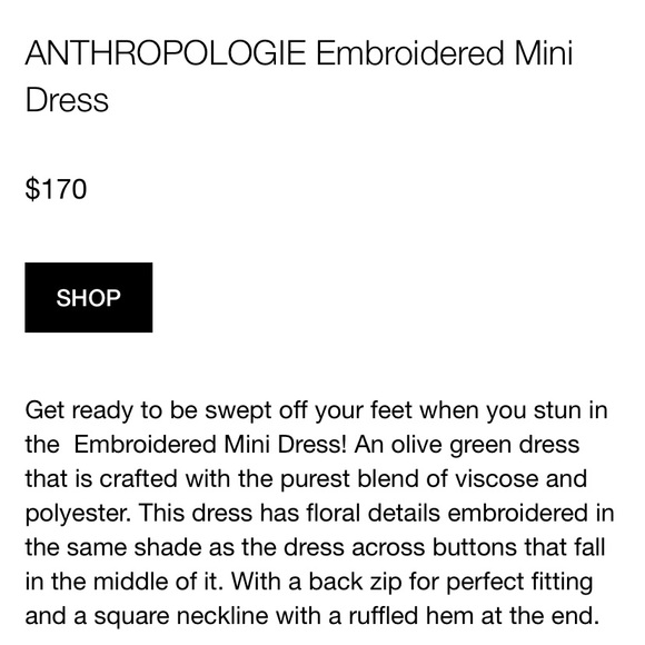 Anthropologie NWT Embroidered Mini Dress Size XL. - Picture 8 of 10